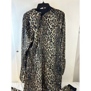 Nick Nora XL pajamas Cheetah Leopard Cat‎ brown black zipper suit hooded